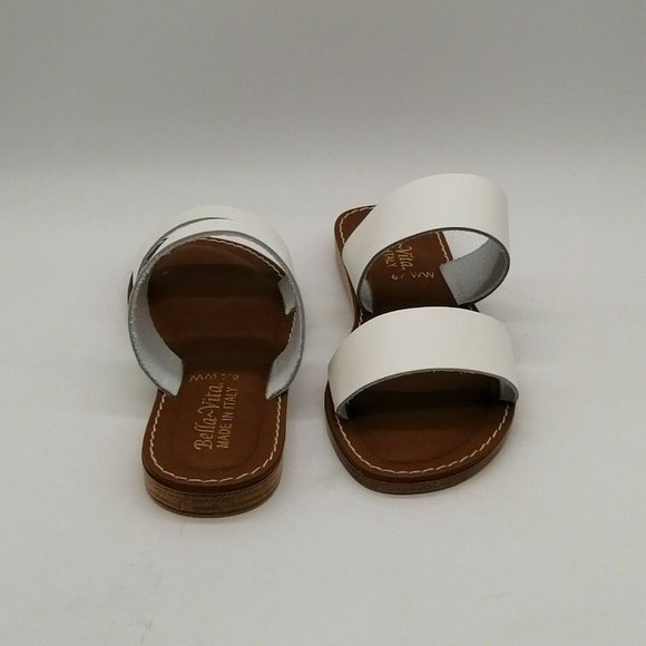 Bella Vita‎ Womens Lea Slide Sandals White Leather Double Straps Wedge 6.5WW NEW - Picture 3 of 10